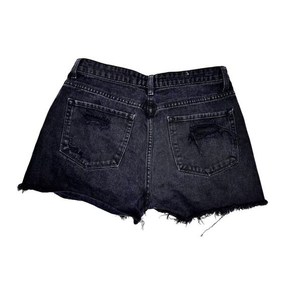 American Bazi Black Denim Cut Off Shorts, Distressed, Women's Large, Jean Shorts - Picture 2 of 6